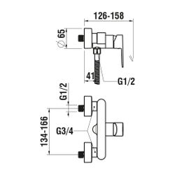 Laufen Einhebel-Brausemischer Aufputz mit Zubehör Kunststoffschlauch 1500mm, Chr... LAUFEN-H3315170041311 7612738957919 (Abb. 1)