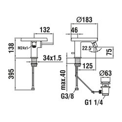 Laufen Einhebel-Bidetmischer mit Deko-Disc, transparent, Kartell Festauslauf Aus... LAUFEN-H3413310041111 7612742481202 (Abb. 1)