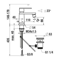 Laufen Einhebel-Bidetmischer The New Classic Festauslauf Ausladung 121mm, Chrom,... LAUFEN-HF900510100000 7612738996857 (Abb. 1)