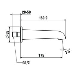 Laufen Wanneneinlauf Pure wandmontiert Festauslauf Ausladung 175mm, Chrom... LAUFEN-HF901771100000 7612738997762 (Abb. 1)