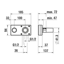Laufen Unterputz Einbaukörper Simibox 2-Point Anschluss 1/2" GN, Bedienung recht... LAUFEN-HF574049000000 7612738995805 (Abb. 1)
