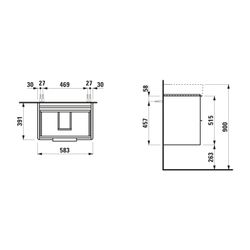 Laufen Waschtischunterbau BASE für VAL 391x583x515mm, glänzend Weiß, 2 Schublade... LAUFEN-H4022521102611 7612738912345 (Abb. 1)