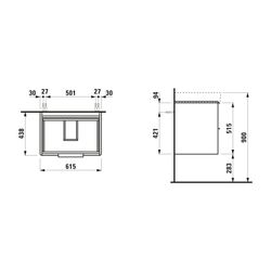 Laufen Waschtischunterbau BASE für Pro S 438x615x515mm, Ulme dunkel, 2 Schublade... LAUFEN-H4022921102631 7612738912468 (Abb. 1)