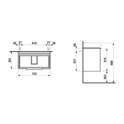 Laufen Waschtischunterbau BASE für VAL 391x733x515mm, glänzend Weiß, 2 Schublade... LAUFEN-H4023521102611 7612738912598 (Abb. 1)