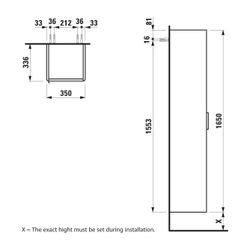 Laufen Hochschrank BASE für VAL/Pro S 336x350x1650mm, Verkehrsgrau, 1 Tür Scharn... LAUFEN-H4026721102661 7612738972950 (Abb. 1)