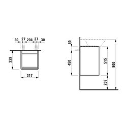 Laufen Waschtischunterbau BASE für INO 339x317x515mm, Verkehrsgrau, 1 Tür Scharn... LAUFEN-H4030221102661 7612738948856 (Abb. 1)