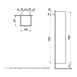 Laufen Hochschrank BASE für INO/Palace 335x350x1650mm, Ulme hell, 1 Tür Scharnie... LAUFEN-H4030311102621 7612738948771 (Abb. 1)