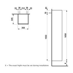 Laufen Hochschrank BASE für INO/Palace 335x350x1650mm, Ulme dunkel, 1 Tür Scharn... LAUFEN-H4030321102631 7612738948726 (Abb. 1)