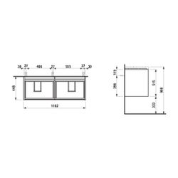 Laufen Waschtischunterbau LANI 442x1182x515mm, Mattweiß, mit 4 Schubladen, Griff... LAUFEN-H4035741122601 7612738041397 (Abb. 1)