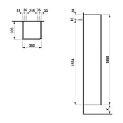 Laufen Hochschrank LANI 335x353x1650mm, Wildeiche, 1 Tür Scharnier links 4 Glasa... LAUFEN-H4037211122671 7612738008598 (Abb. 1)