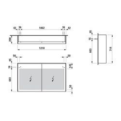 Laufen Spiegelschrank LANI, 715x1220x210mm, glänzend Weiß, 2 Türen 2 Glasfachböd... LAUFEN-H4038221122611 7612738047832 (Abb. 1)