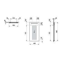 Laufen Spiegel Lani 450x28x900mm, mit 1 horizontal integriertem LED-Lichtelement... LAUFEN-H4038501121441 7612738026547 (Abb. 1)