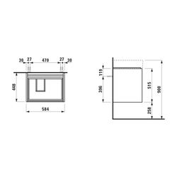 Laufen Waschtischunterbau LANI 448x584x515mm, Mattweiß, 2 Schubladen, Griffleist... LAUFEN-H4039321122601 7612738049270 (Abb. 1)