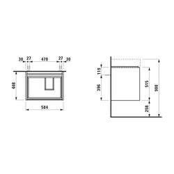 Laufen Waschtischunterbau LANI 448x584x515mm, Specialcolor, 2 Schubladen, Griffl... LAUFEN-H4039421129901 7612738049409 (Abb. 1)