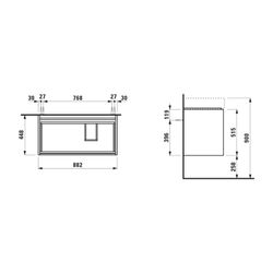 Laufen Waschtischunterbau LANI 448x882x515mm, Verkehrsgrau, 2 Schubladen, Griffl... LAUFEN-H4039621122661 7612738050429 (Abb. 1)