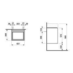 Laufen Waschtischunterbau LANI 368x437x515mm, Mattweiß, mit 2 Schubladen, Griffl... LAUFEN-H4041121122601 7612738050696 (Abb. 1)