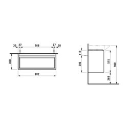 Laufen Waschtischunterbau LANI 368x882x515mm, Wildeiche, mit 2 Schubladen, Griff... LAUFEN-H4042121122671 7612738051174 (Abb. 1)