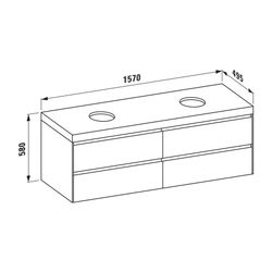 Laufen WT Unterbau u. Platte, Modular System, LANI 495x1570x580mm, V.-grau, Auss... LAUFEN-H4055941122661 7612738055257 (Abb. 1)