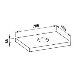 Laufen Waschtisch-Platte LANI 495x785x65mm, Wildeiche, mit Ausschnitt mittig, in... LAUFEN-H4046511122671 7612738048372 (Abb. 1)