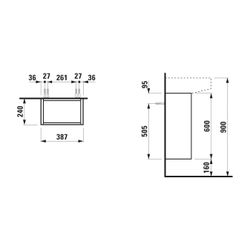 Laufen Waschtischunterbau Sonar 240x387x600mm, Mattweiß, 1 Tür Scharnier rechts ... LAUFEN-H4054820341701 7612738970819 (Abb. 1)