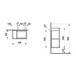 Laufen Waschtischunterbau Kartell 270x440x600mm, Mattweiß, 1 Tür rechts Regal li... LAUFEN-H4075180336401 7612738931544 (Abb. 1)