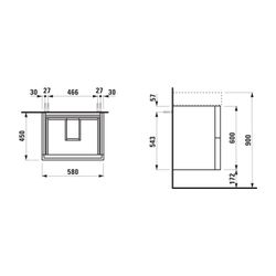 Laufen Waschtischunterbau Kartell 450x580x600mm, Mattweiß, 2 Schubladen, mit Pus... LAUFEN-H4075690336401 7612738930042 (Abb. 1)