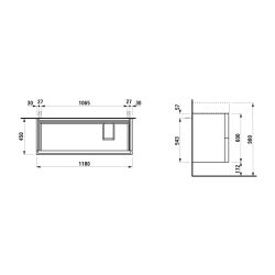Laufen Waschtischunterbau Kartell 600x1180x450mm, Kieselgrau, 2 Schubladen, mit ... LAUFEN-H4076490336411 7612738958060 (Abb. 1)