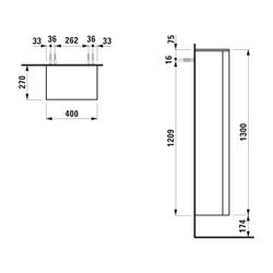 Laufen Hochschrank Kartell 270x400x1300mm, Schiefergrau, 1 Tür Scharnier rechts ... LAUFEN-H4082820336421 7612738915377 (Abb. 1)