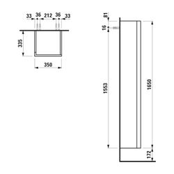 Laufen Hochschrank Kartell 335x350x1650mm, Kieselgrau, 1 Tür Scharnier rechts 4 ... LAUFEN-H4082880336411 7612738931797 (Abb. 1)