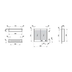 Laufen Spiegelschrank Frame 25, 780x800x150mm, 2 Türen verspiegelt, LED-Beleucht... LAUFEN-H4085039001441 7612738318475 (Abb. 1)