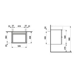 Laufen Waschtischunterbau SPACE 408x535x500mm, 2 Schubladen mit Griff für Wascht... LAUFEN-H4101221601011 7612738345174 (Abb. 1)