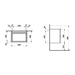 Laufen Waschtischunterbau SPACE 408x584x500mm, Multicolor, 2 Schubladen mit Grif... LAUFEN-H4101421609991 7612738345112 (Abb. 1)