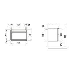 Laufen Waschtischunterbau SPACE 408x636x500mm, Ulme dunkel, 2 Schubladen mit Gri... LAUFEN-H4101621601031 7612738345082 (Abb. 1)