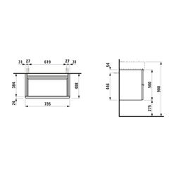 Laufen Waschtischunterbau SPACE 408x735x500mm, Multicolor, 2 Schubladen mit Grif... LAUFEN-H4101821609991 7612738345037 (Abb. 1)