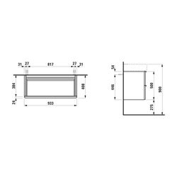 Laufen Waschtischunterbau SPACE 408x933x500mm, Ulme dunkel, 2 Schubladen mit Gri... LAUFEN-H4102021601031 7612738345006 (Abb. 1)