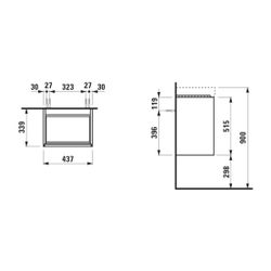 Laufen Waschtischunterbau MEDA 339x437x515mm, Specialcolor, 1 Tür Scharnier link... LAUFEN-H4215410119901 7612738095031 (Abb. 1)