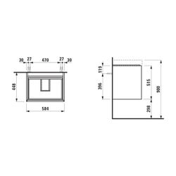 Laufen Waschtischunterbau MEDA 448x584x515mm, Multicolor, 2 Schubladen, 1 Ordnun... LAUFEN-H4215720119991 7612738095321 (Abb. 1)