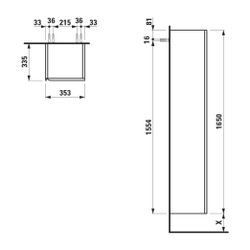 Laufen Hochschrank, MEDA, 335x353x1650mm, Multicolor, 1 Tür, Scharnier rechts, 4... LAUFEN-H4216520119991 7612738095963 (Abb. 1)
