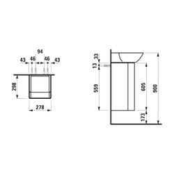 Laufen Waschtischunterbau INO 298x278x605mm, Mattweiß, 1 Tür Scharnier links... LAUFEN-H4253010301701 7612738343781 (Abb. 1)
