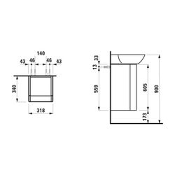 Laufen Waschtischunterbau INO 340x318x605mm, Mattweiß, 1 Tür Scharnier links... LAUFEN-H4253510301701 7612738343743 (Abb. 1)