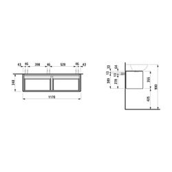 Laufen Waschtischunterbau INO 348x1170x355mm, Mattweiß, 2 Schubladen... LAUFEN-H4254110301701 7612738084653 (Abb. 1)