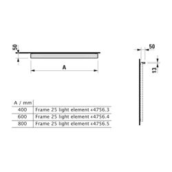Laufen LED-Leuchte horizontal Frame 25 50x600x13mm, Mattschwarz, für Schalter... LAUFEN-H4475649004501 7612738958152 (Abb. 1)
