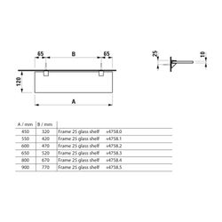 Laufen Glasablage Frame 25 120x600x10mm, mit 2 Wandbefestigungen Silber eloxiert... LAUFEN-H4475829000001 7612738915704 (Abb. 1)