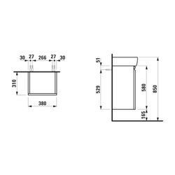 Laufen Waschtischunterbau Laufen Pro A 310x380x580mm, Wenge, 1 Tür Scharnier lin... LAUFEN-H4830110954231 4014804735002 (Abb. 1)