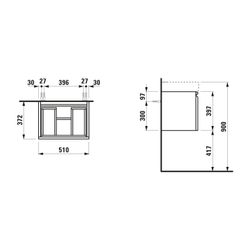 Laufen Waschtischunterbau Laufen Pro S 372x510x397mm, Wenge, 1 Schublade, mit Gr... LAUFEN-H4830210954231 4014804771765 (Abb. 1)