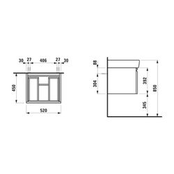 Laufen Waschtischunterbau Laufen Pro A 450x520x392mm, Wenge, 1 Schublade, mit Gr... LAUFEN-H4830330954231 4014804735125 (Abb. 1)
