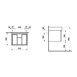 Laufen Waschtischunterbau Laufen Pro A 450x570x392mm, Wenge, 1 Schublade, mit Gr... LAUFEN-H4830410954231 4014804735248 (Abb. 1)