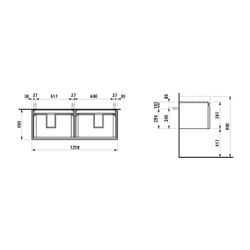 Laufen Waschtischunterbau Laufen Pro S 450x1258x397mm, Eiche hell, 2 Schubladen,... LAUFEN-H4835710964791 7612738345778 (Abb. 1)
