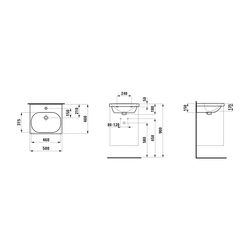 Laufen Waschtisch LUA 460x500x180mm, Weiß LCC, 1 Hahnloch, mit Überlauf... LAUFEN-H8100814001041 7612738981501 (Abb. 1)