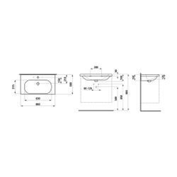 Laufen Waschtisch LUA 460x800x180mm, Weiß, 1 Hahnloch, ohne Überlauf, Kanal unte... LAUFEN-H8100870001561 7612738985202 (Abb. 1)